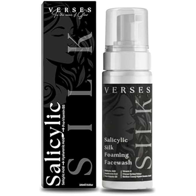 Verses SALICYLIC SILK FOAMING FACEWASH, 150ML | FORMULA 2025 | ADVANCED BHA + HA COMPLEX | VISIBLE ACNE REDUCTION & OIL CONTROL IN 7 DAYS | DEEP PORE CLEANSE, HYDRATING, VEGAN AND TOXIN FREE - Image 1